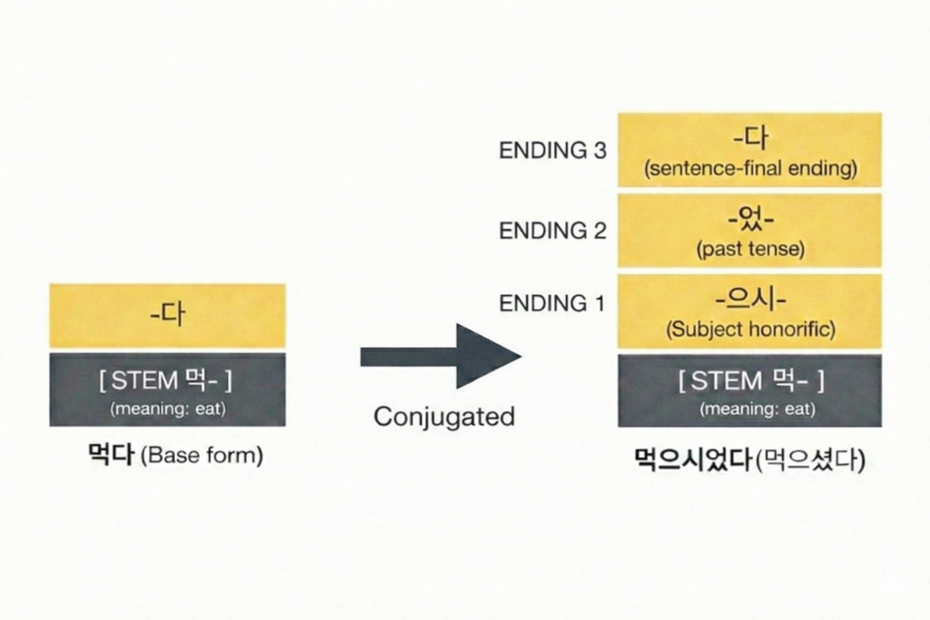 먹다's conjugation