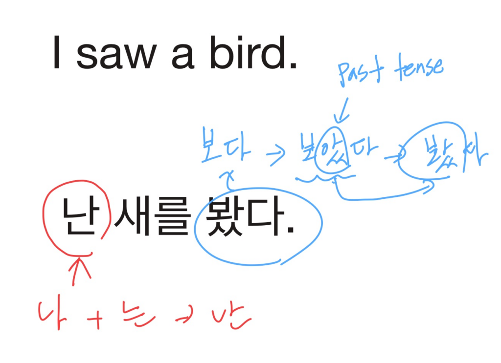 Example Korean sentence for contraction